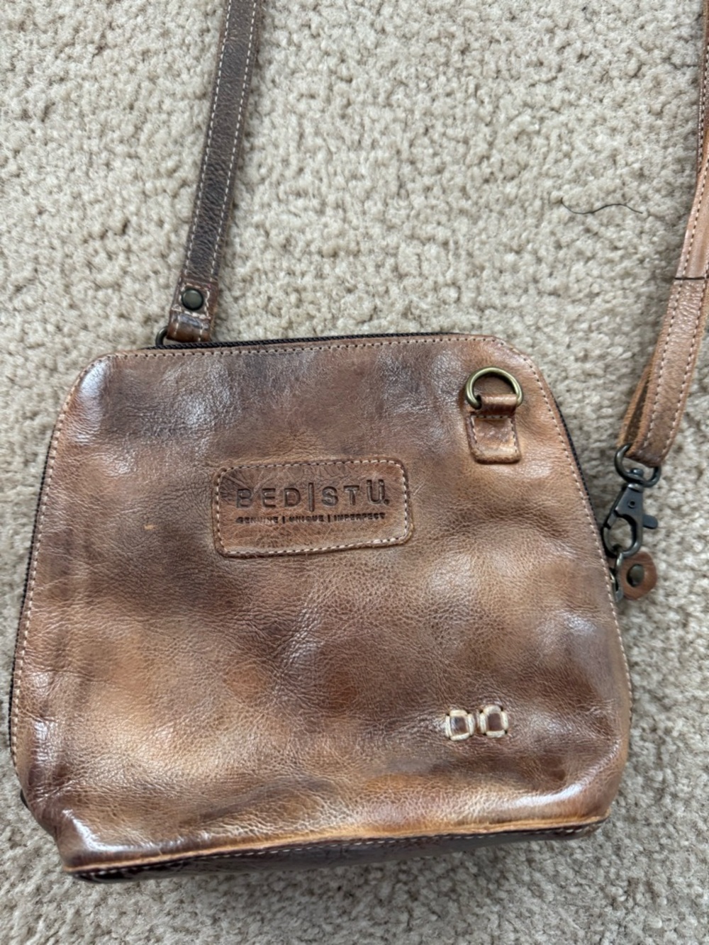BED|STU Distressed Brown Leather Crossbody Bag - Picture 2 of 6